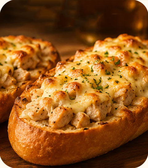 Pains gratinés poulet fromage
