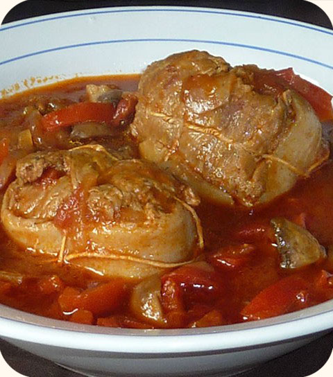 Paupiettes de veau aux champignons et olives vertes