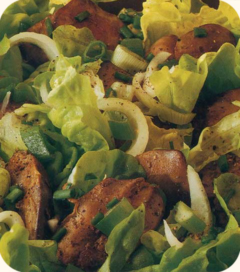 Salade tiède de foies de volaille
