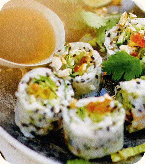 Spring rolls aux oeufs de truite