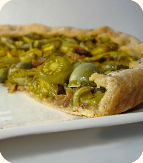 Tarte salée aux tomates vertes